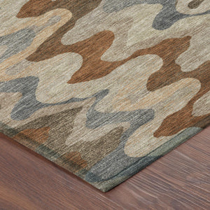 Abstract Washable Polyester Area Rug for Indoor Outdoor Patios and High Traffic Living Rooms