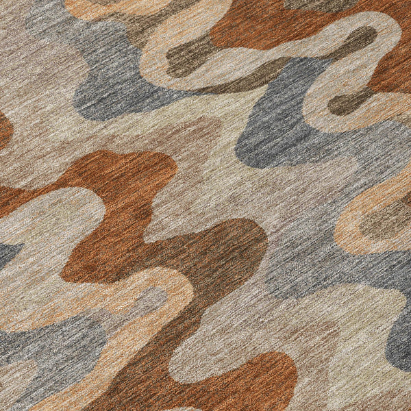 Abstract Washable Polyester Area Rug for Indoor Outdoor Patios and High Traffic Living Rooms