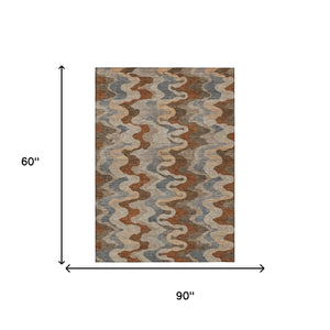 Abstract Washable Polyester Area Rug for Indoor Outdoor Patios and High Traffic Living Rooms