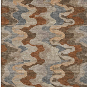 Abstract Washable Polyester Area Rug for Indoor Outdoor Patios and High Traffic Living Rooms