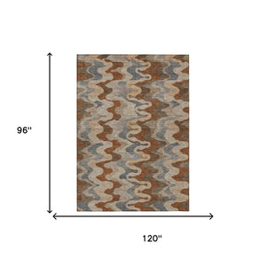 Abstract Washable Polyester Area Rug for Indoor Outdoor Patios and High Traffic Living Rooms