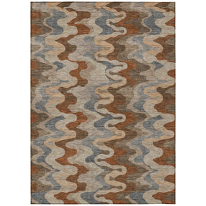 Abstract Washable Polyester Area Rug for Indoor Outdoor Patios and High Traffic Living Rooms