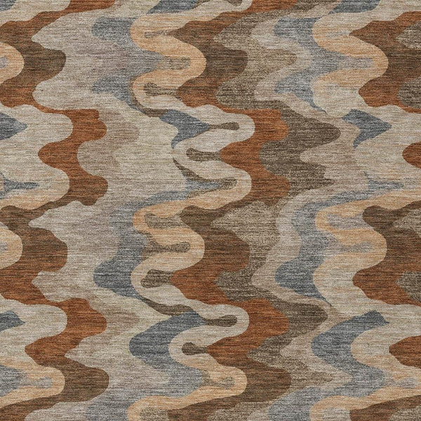 Abstract Washable Polyester Area Rug for Indoor Outdoor Patios and High Traffic Living Rooms