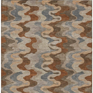 Abstract Washable Polyester Area Rug for Indoor Outdoor Patios and High Traffic Living Rooms