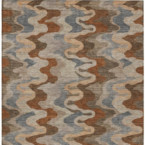 Abstract Washable Polyester Area Rug for Indoor Outdoor Patios and High Traffic Living Rooms