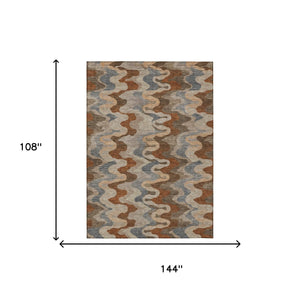 Abstract Washable Polyester Area Rug for Indoor Outdoor Patios and High Traffic Living Rooms