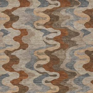 Abstract Washable Polyester Area Rug for Indoor Outdoor Patios and High Traffic Living Rooms