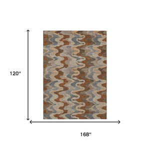 Abstract Washable Polyester Area Rug for Indoor Outdoor Patios and High Traffic Living Rooms