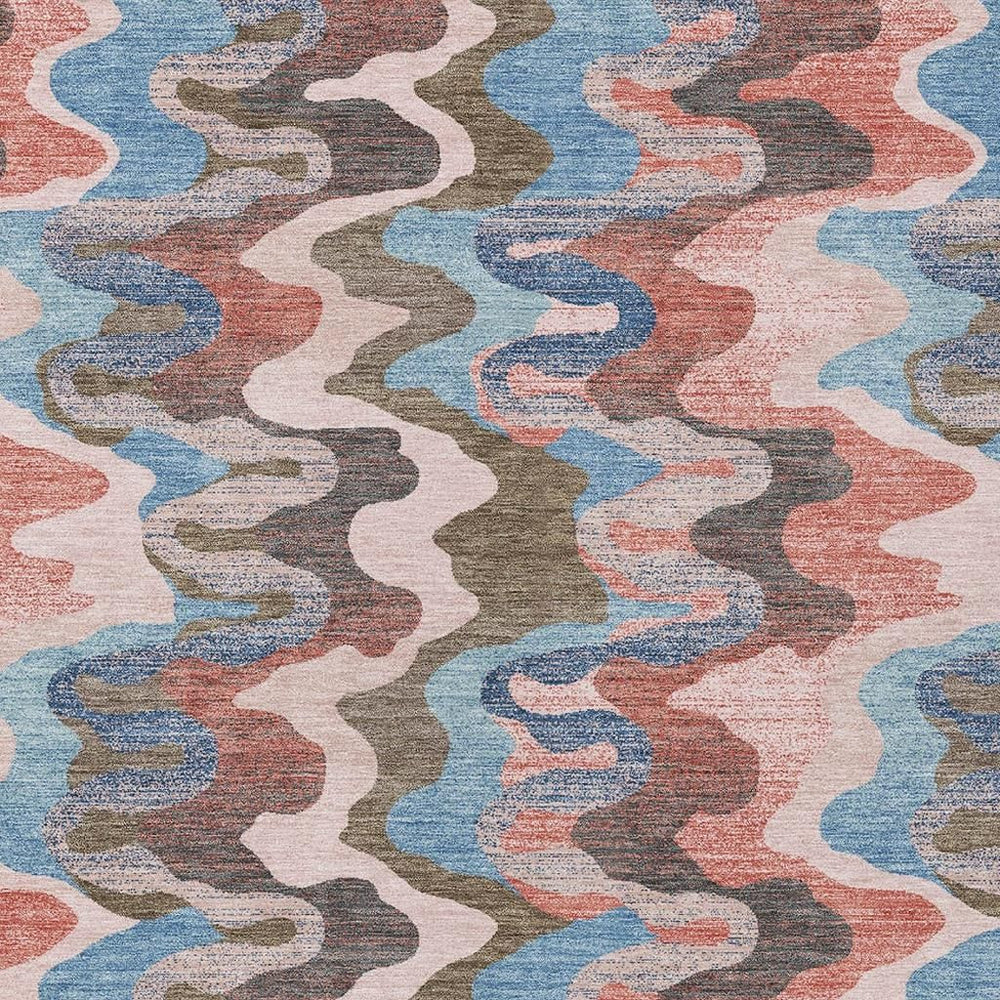 Pink Coral Abstract Washable Polyester Area Rug for Indoor Outdoor Patios and Living Spaces