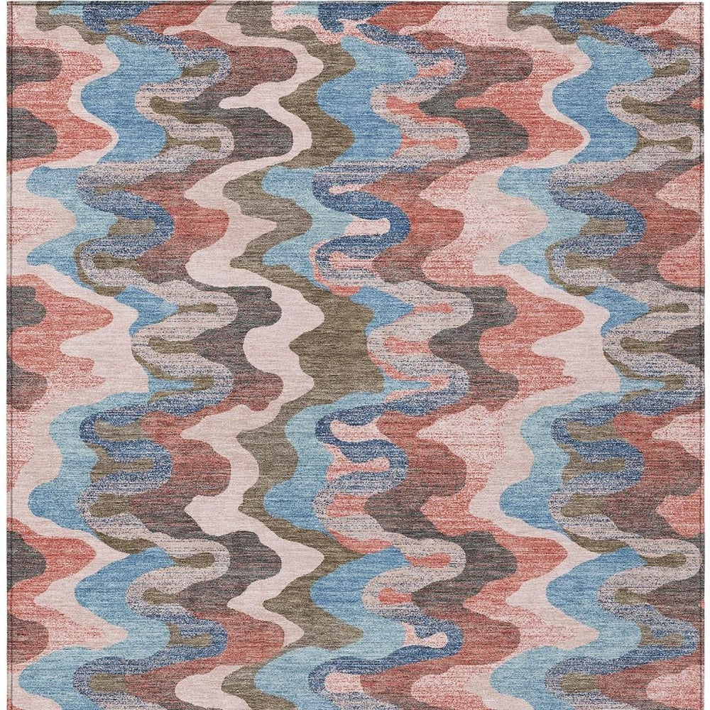 Pink Coral Abstract Washable Polyester Area Rug for Indoor Outdoor Patios and Living Spaces