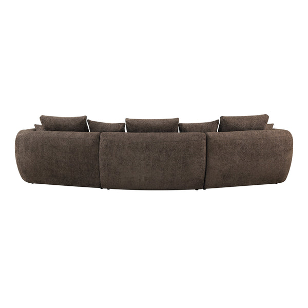 English Elm Bash Macca Anthology Boucle Sofa with Pillows Brown — Cozy Full-Foam Seat, Tsuga Wood Frame, Removable Covers B2726S00057