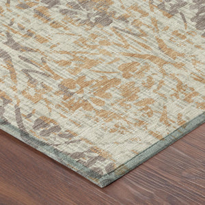 8 Ft Round Damask Polyester Indoor Outdoor Rug Machine Washable Patio Decor