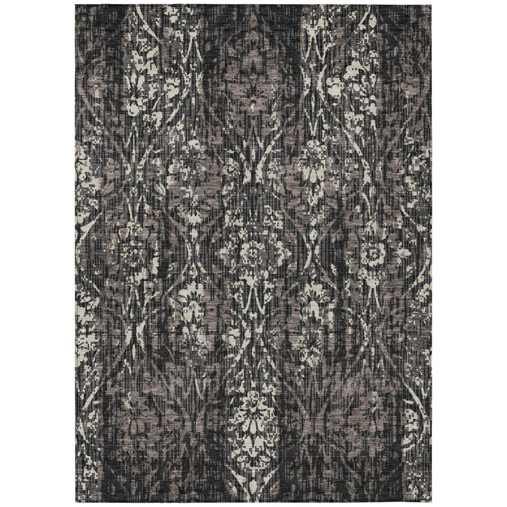 HomeRoots 5 X 8 Damask Polyester Area Rug Washable Indoor Outdoor Patio Entryway Mat 726780