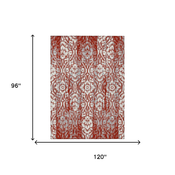Damask Polyester Area Rug Washable Stain Resistant Low Pile Indoor Outdoor Classic Decor