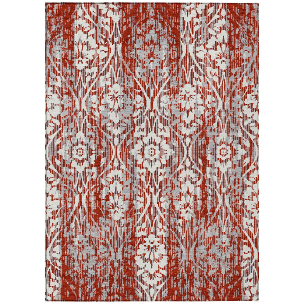 HomeRoots Damask Polyester Area Rug Washable Stain Resistant Low Pile Indoor Outdoor Classic Decor 9' x 12' 726807