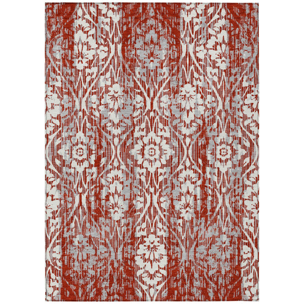 HomeRoots Damask Polyester Area Rug Washable Stain Resistant Low Pile Indoor Outdoor Classic Decor 9' x 12' 726807