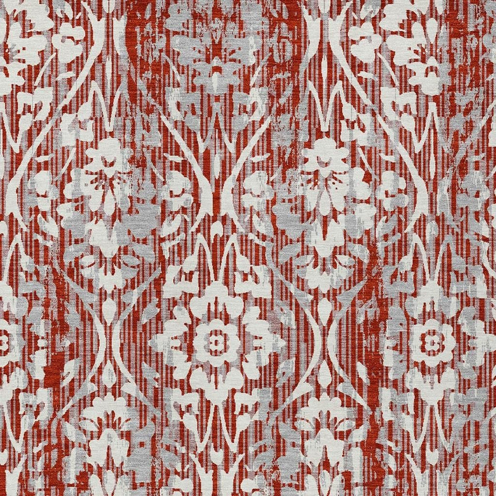 HomeRoots Damask Polyester Area Rug Washable Stain Resistant Low Pile Indoor Outdoor Classic Decor 9' x 12' 726807