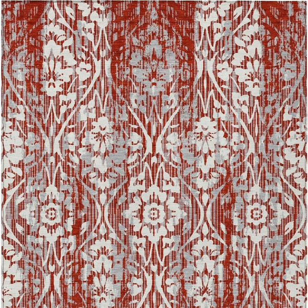 Damask Polyester Area Rug Washable Stain Resistant Low Pile Indoor Outdoor Classic Decor