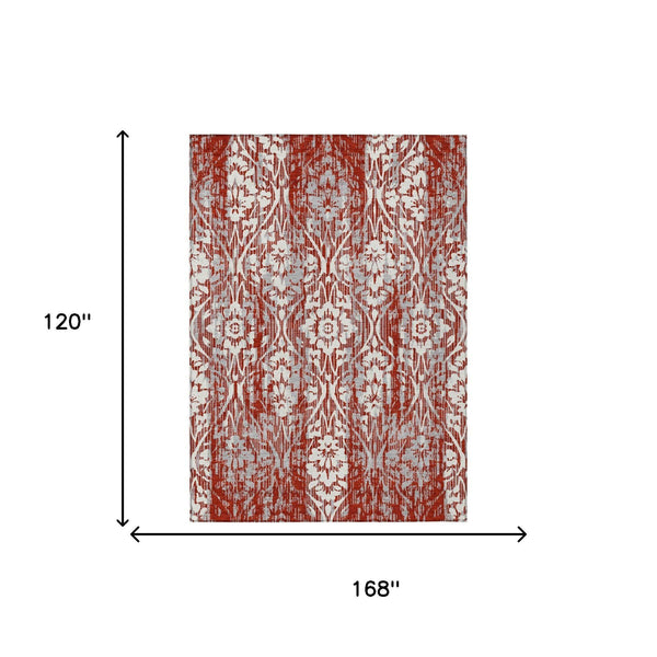 Damask Polyester Area Rug Washable Stain Resistant Low Pile Indoor Outdoor Classic Decor