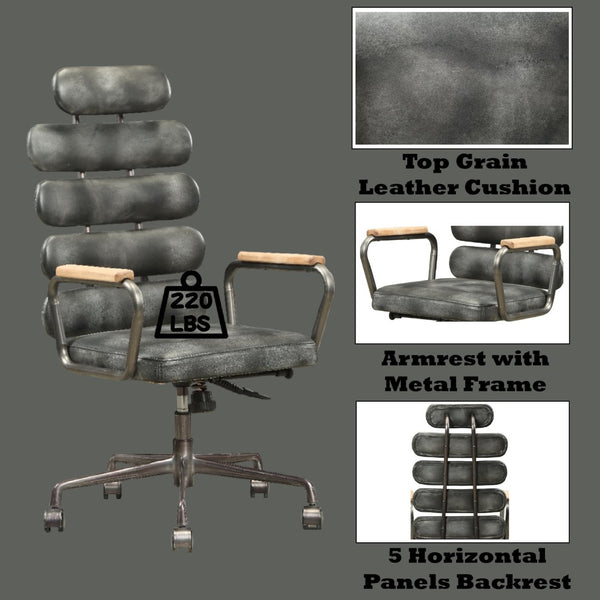 English Elm Calan High Back Executive Office Chair Tufted Top Grain Leather Vintage Swivel B2726P419519