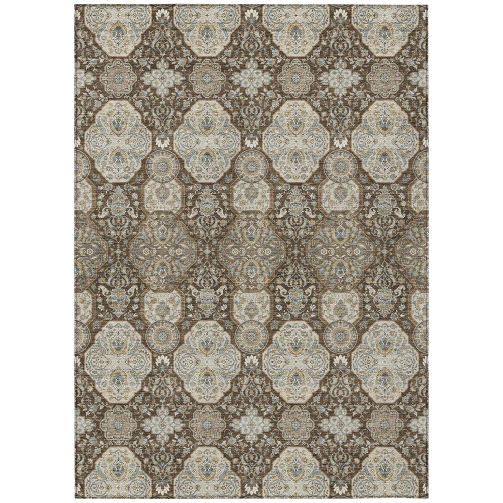 HomeRoots 5 X 8 Floral Polyester Area Rug Machine Washable Indoor Outdoor Stain Resistant 726822