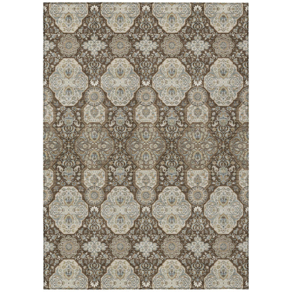 HomeRoots 5 X 8 Floral Polyester Area Rug Machine Washable Indoor Outdoor Stain Resistant 726822