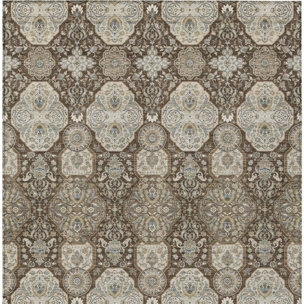HomeRoots 5 X 8 Floral Polyester Area Rug Machine Washable Indoor Outdoor Stain Resistant 726822