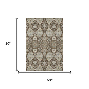 5 X 8 Floral Polyester Area Rug Machine Washable Indoor Outdoor Stain Resistant