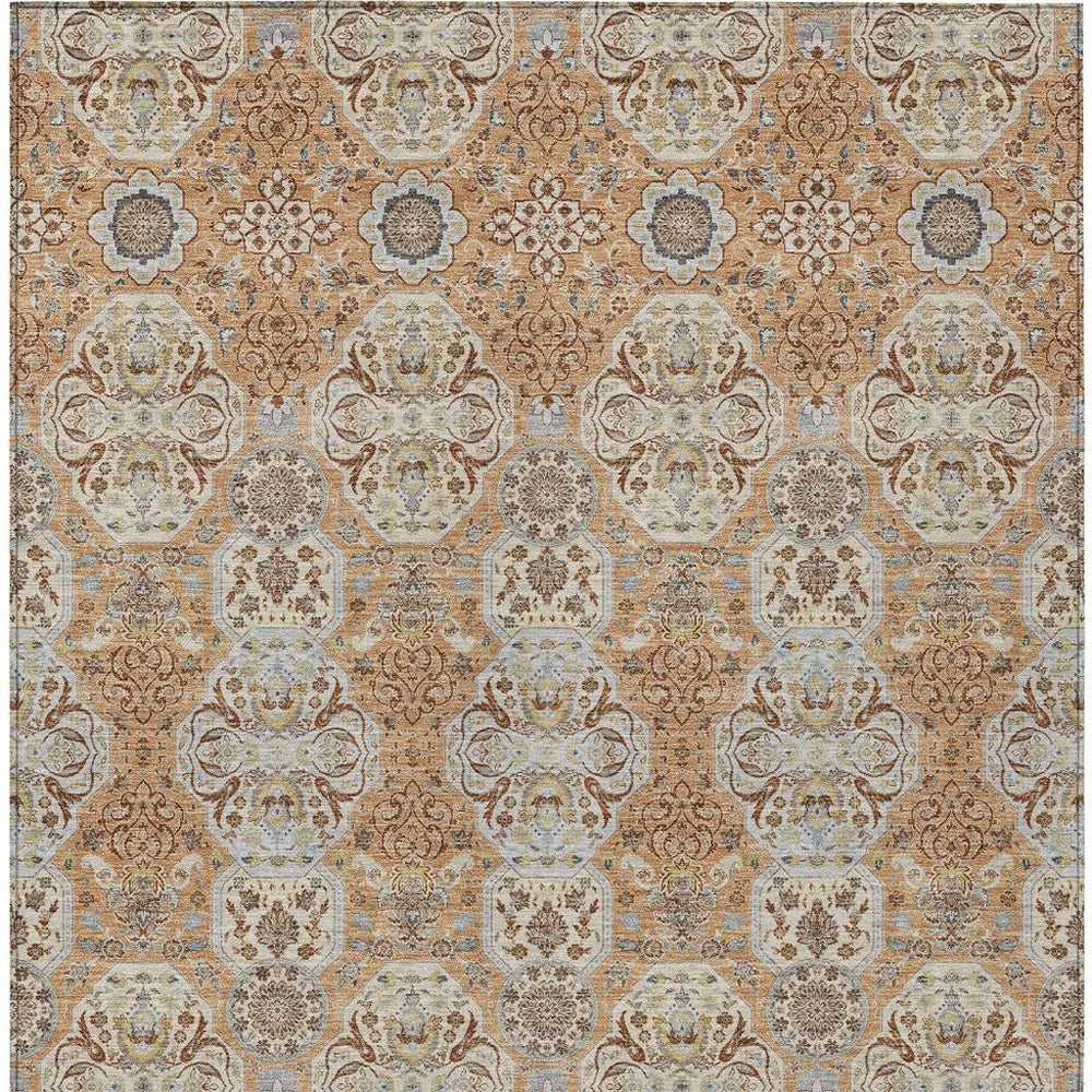 Floral Polyester Area Rug Washable Stain Resistant for Indoor Outdoor Patio Living Room Use