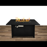 English Elm 24" H X 54" W Steel Outdoor Fire Pit Table With Lid