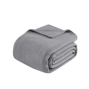 JLA Home True North by Sleep Philosophy - Blanket — Ultra-Soft Microfleece Throw with Subtle Grid, Anti-Pilling, OEKO-TEX Certified Comfort Grey TN51-0548