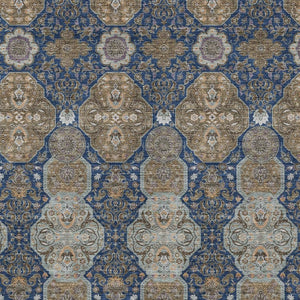 Floral Polyester Area Rug Machine Washable Indoor Outdoor Traditional Navy Gray Style