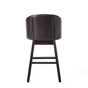 English Elm Christopher Knight Home® - 360 Plush Swivel Bar Stools Set of 2 with Nailhead Trim & Tufted Brown Seats, Rubberwood Base N779P293839B