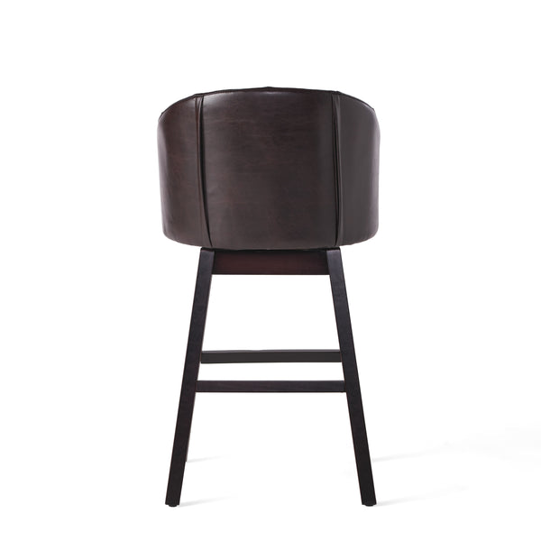 English Elm Christopher Knight Home® - 360 Plush Swivel Bar Stools Set of 2 with Nailhead Trim & Tufted Brown Seats, Rubberwood Base N779P293839B