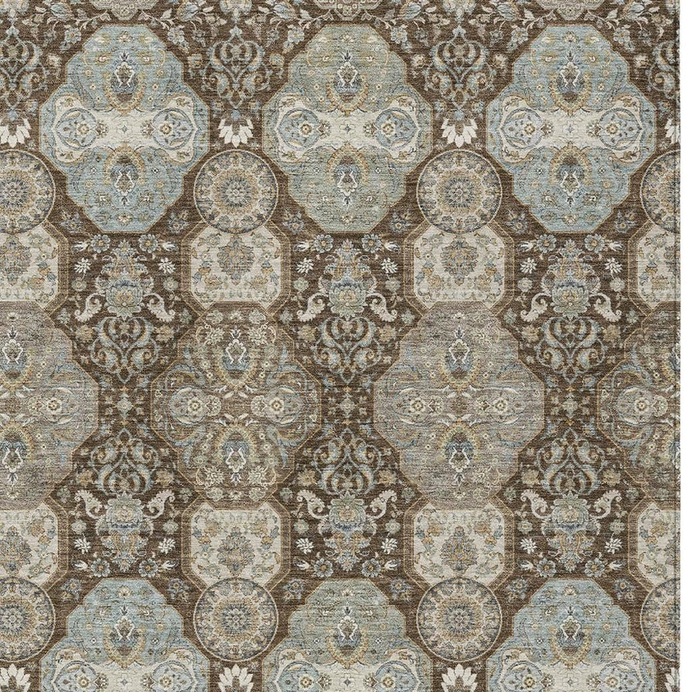 5x8 Floral Polyester Area Rug Washable Low Pile for Indoor Outdoor Living Spaces