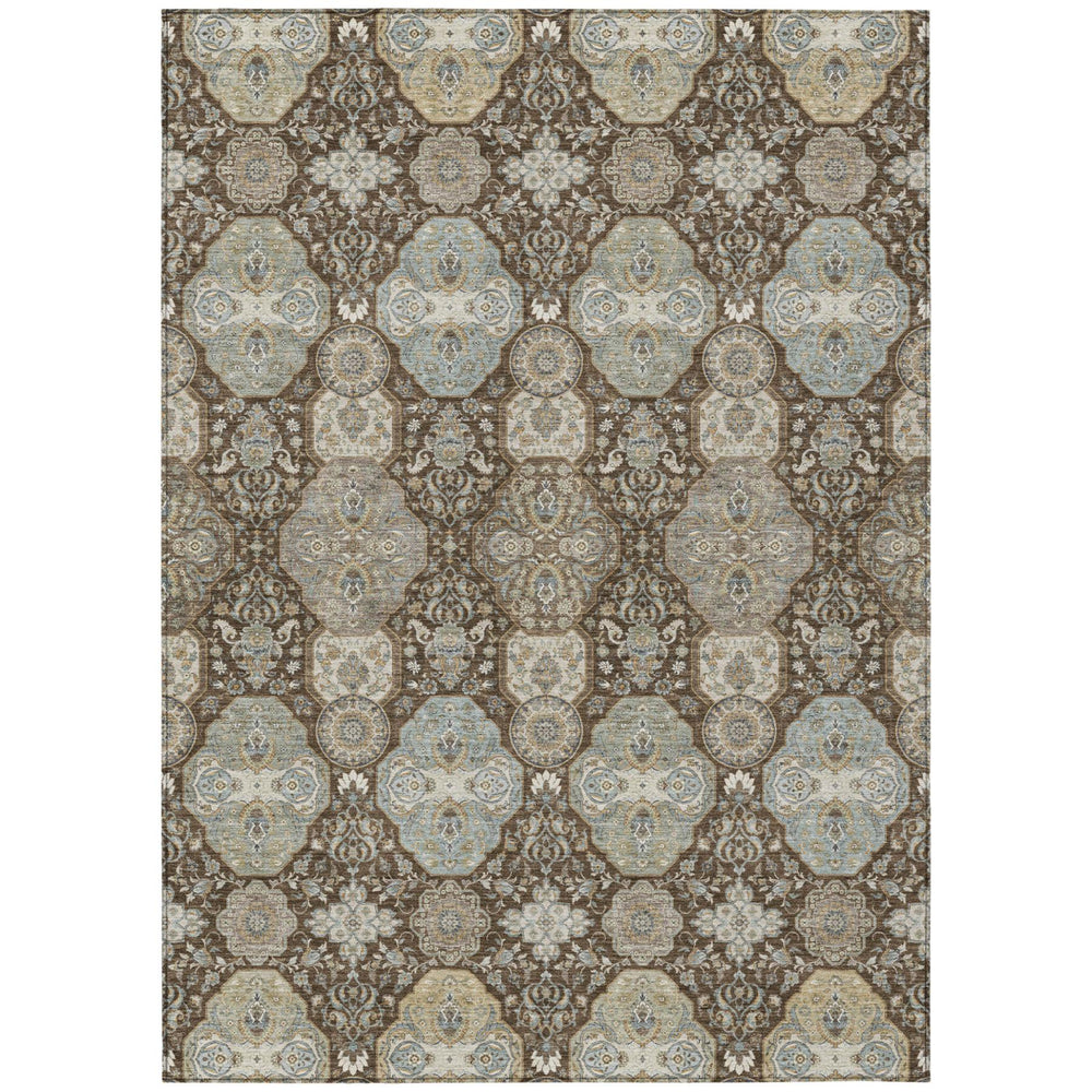 HomeRoots 10 X 14 Floral Polyester Washable Area Rug for Indoor Outdoor Patios and Living Rooms 726880