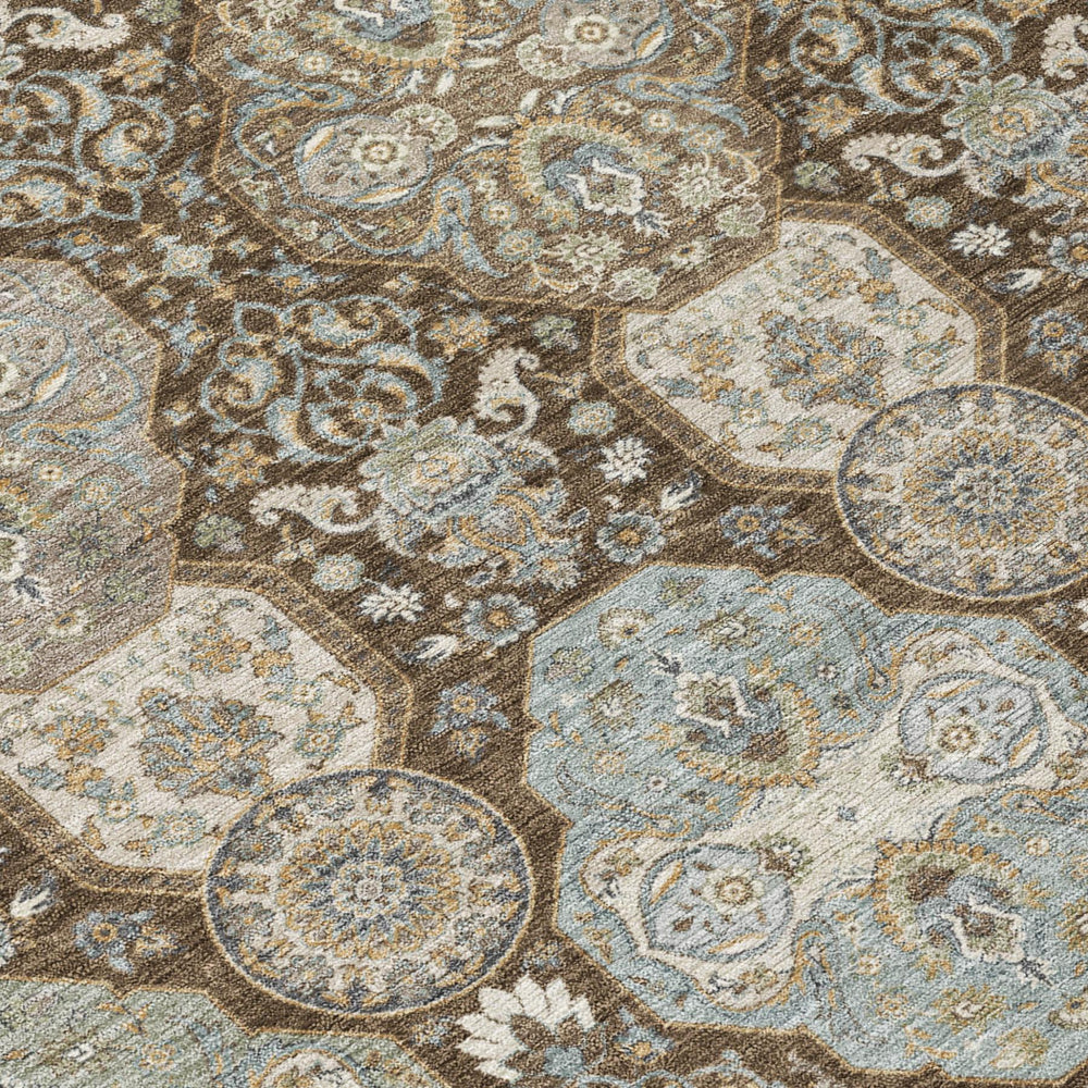 HomeRoots 10 X 14 Floral Polyester Washable Area Rug for Indoor Outdoor Patios and Living Rooms 726880