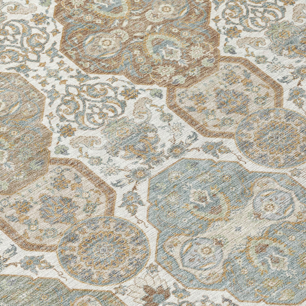 5 X 8 Floral Polyester Area Rug Washable for Indoor Outdoor Patio Living Room