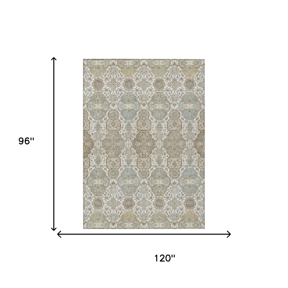 8 Ft X 10 Ft Floral Polyester Area Rug Machine Washable for Indoor Outdoor Spaces