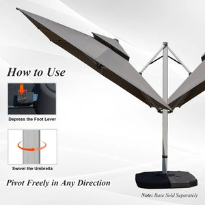 English Elm 9 9 ft Aluminum Cantilever Patio Umbrella with Tilt, Hydraulic Lift, UPF50+ Canopy, Rustproof Frame Gray W1859P337823