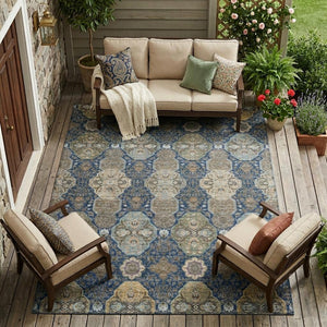 8 Ft Floral Washable Polyester Area Rug for Indoor Outdoor Living Spaces