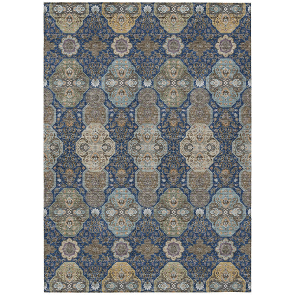 HomeRoots 8 Ft Floral Washable Polyester Area Rug for Indoor Outdoor Living Spaces 726902