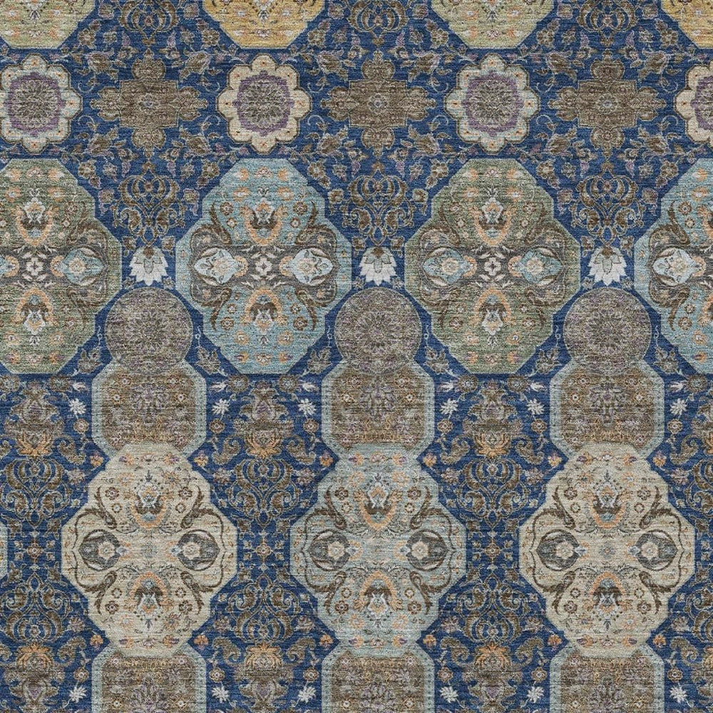 HomeRoots 8 Ft Floral Washable Polyester Area Rug for Indoor Outdoor Living Spaces 726902