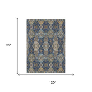 8 Ft Floral Washable Polyester Area Rug for Indoor Outdoor Living Spaces
