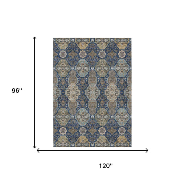 8 Ft Floral Washable Polyester Area Rug for Indoor Outdoor Living Spaces