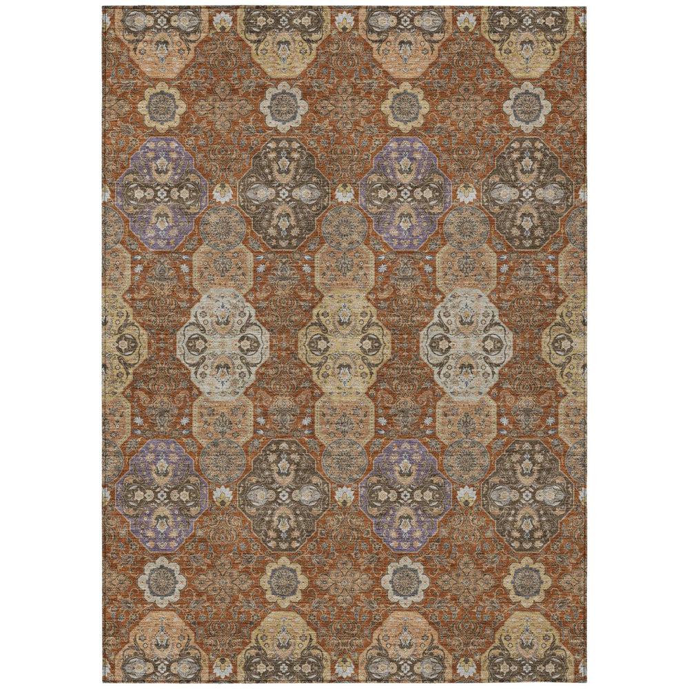 HomeRoots 10 X 14 Floral Polyester Area Rug Washable Indoor Outdoor Patio Entryway Use 726910