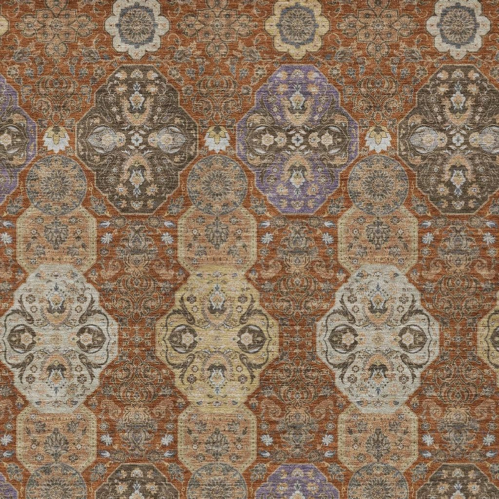 HomeRoots 10 X 14 Floral Polyester Area Rug Washable Indoor Outdoor Patio Entryway Use 726910