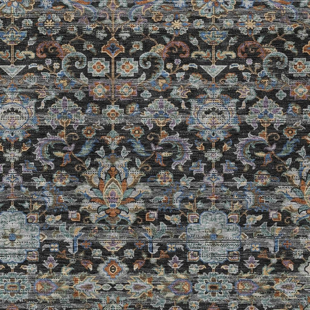 HomeRoots 5x8 Floral Medallion Indoor Outdoor Rug Washable Polyester Low Pile Patio Accent 726918