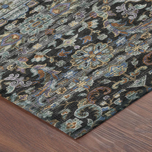 8 Foot Round Medallion Floral Area Rug Washable Uv Resistant Polyester Patio Decor