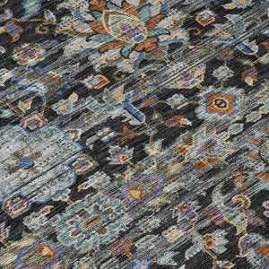 8 Foot Round Medallion Floral Area Rug Washable Uv Resistant Polyester Patio Decor